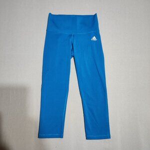 Adidas climalite performance sport leggings women's sz XS blue colour mid-rise